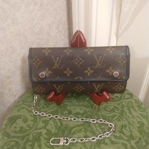 Louis Vuitton Monogram Canvas Portfolio Tri-fold Chain Macassar